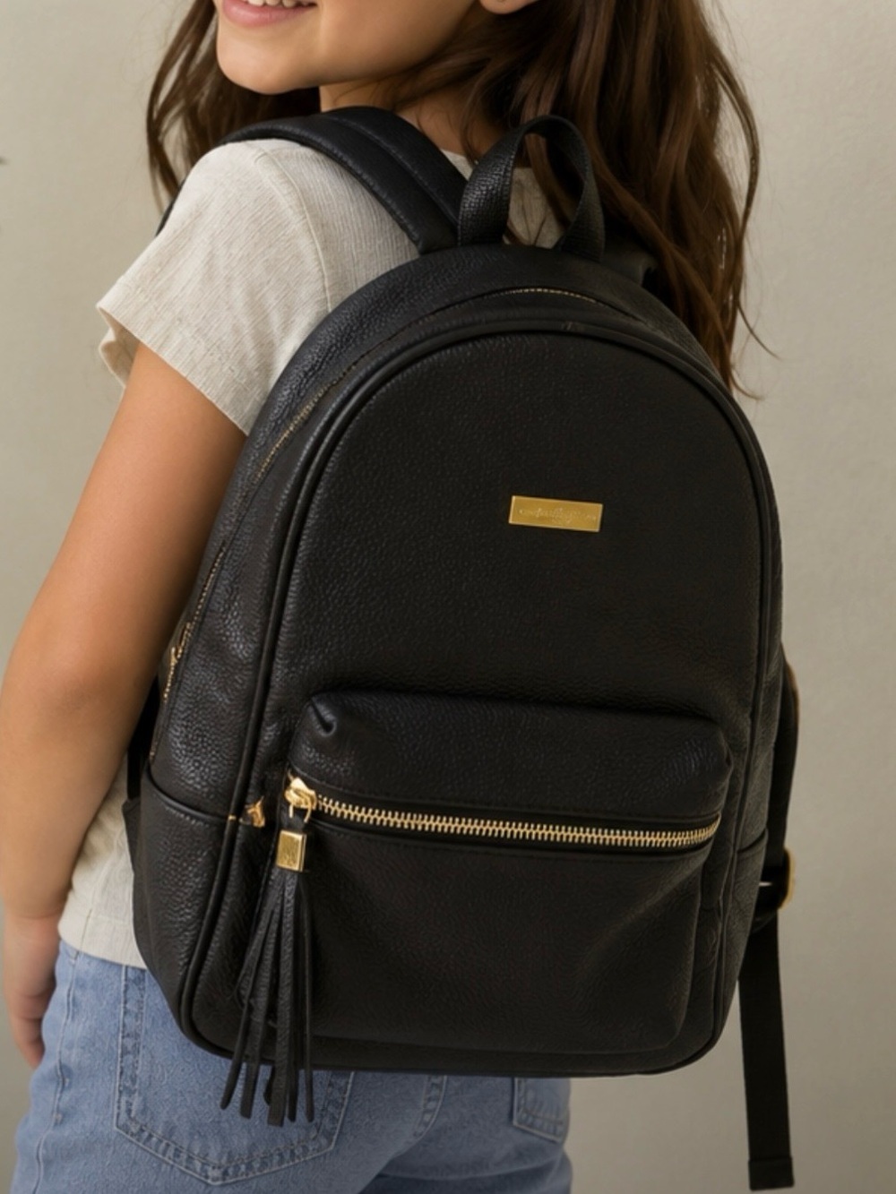 Aldo Black Textured Bag with Gold Accent